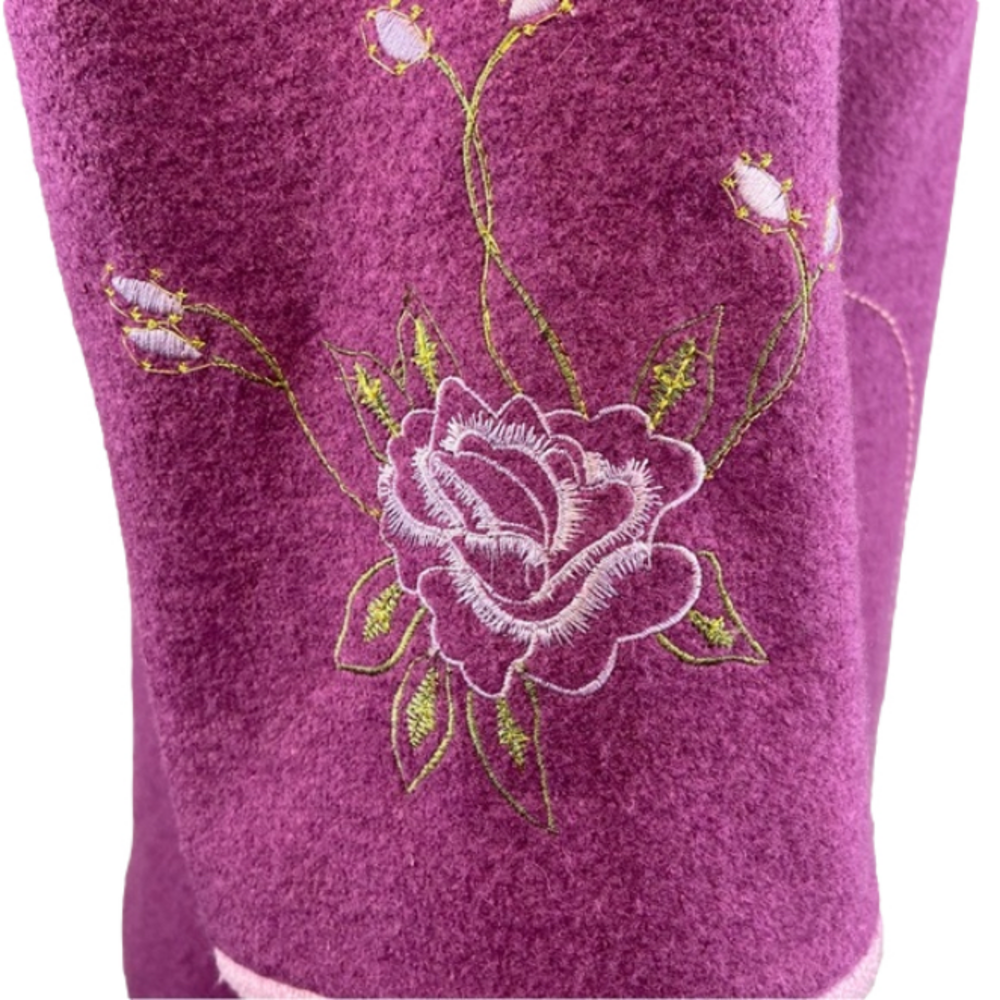 Wool Blend Cropped Jacket Embroidered Purple Fairy Whimsy Cottagecore Large Cute - Picture 5 of 15